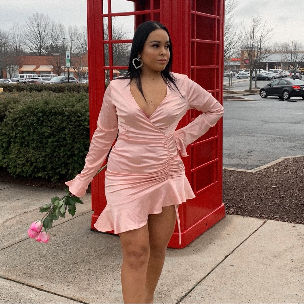 rose gold satin dress